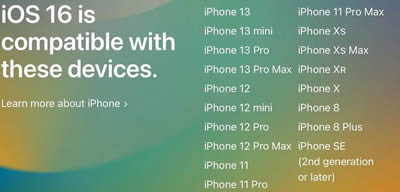 iPhones and iPads that are Compatible with iOS 16
