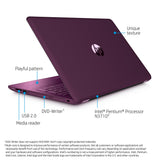 PURPLE HP 15-bs010ds 15.6" Touchscreen Laptop, Intel Pentium N3170 (4GB RAM, 256 SSD) Windows 11, Backlit Keyboard, CD DVD