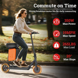 LADPED Electric Scooter with Seat for Adults 31KM/H (15.5mph) E-Scooter Folding Commuter, 350W motor, 187.2WH battery, UL 2272 certified