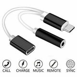 2-in-1 Type USB-C to 3.5mm Headphone Jack Adapter For Audio Charging
