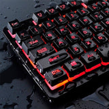 4-in-1 Gaming Combo - Rainbow Backlit Gaming Keyboard + 2400 DPI Gaming Mouse + Mouse Pad + Headset for Laptops, Desktops