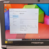 Acer Predator Helios 300 N17C1, G3-571-77QK Core i7-7700HQ @ 2.80 GHz (16GB DDR4 RAM, 256GB SSD + 500GB HDD) NVIDIA GeForce GTX 1060, Backlit Keys, Windows 11