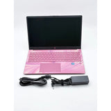 Pink HP 15-fd0104ds 15.6" Touchscreen Laptop, Intel Processor N100 (4GB RAM, 128GB SSD) Backlit Keyboard, Windows 11 Home