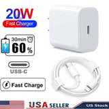 20W USB-C Fast Charger PD Adapter + 3FT Cable For iPhone 14/13/12/11 Pro iPad