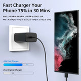 45W Fast Wall Charger 6FT Type USB-C Cable For iPhone, Samsung Galaxy