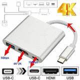 3-in-1 Type USB-C HDMI Charger Cable Adapter USB-C Tablet Phone Device