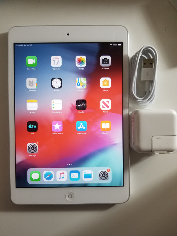 Apple iPad Mini 2 (128GB) Wi-Fi + Cellular Unlocked, 7.9in Retina Tablet FaceTime Siri iOS 12, Silver