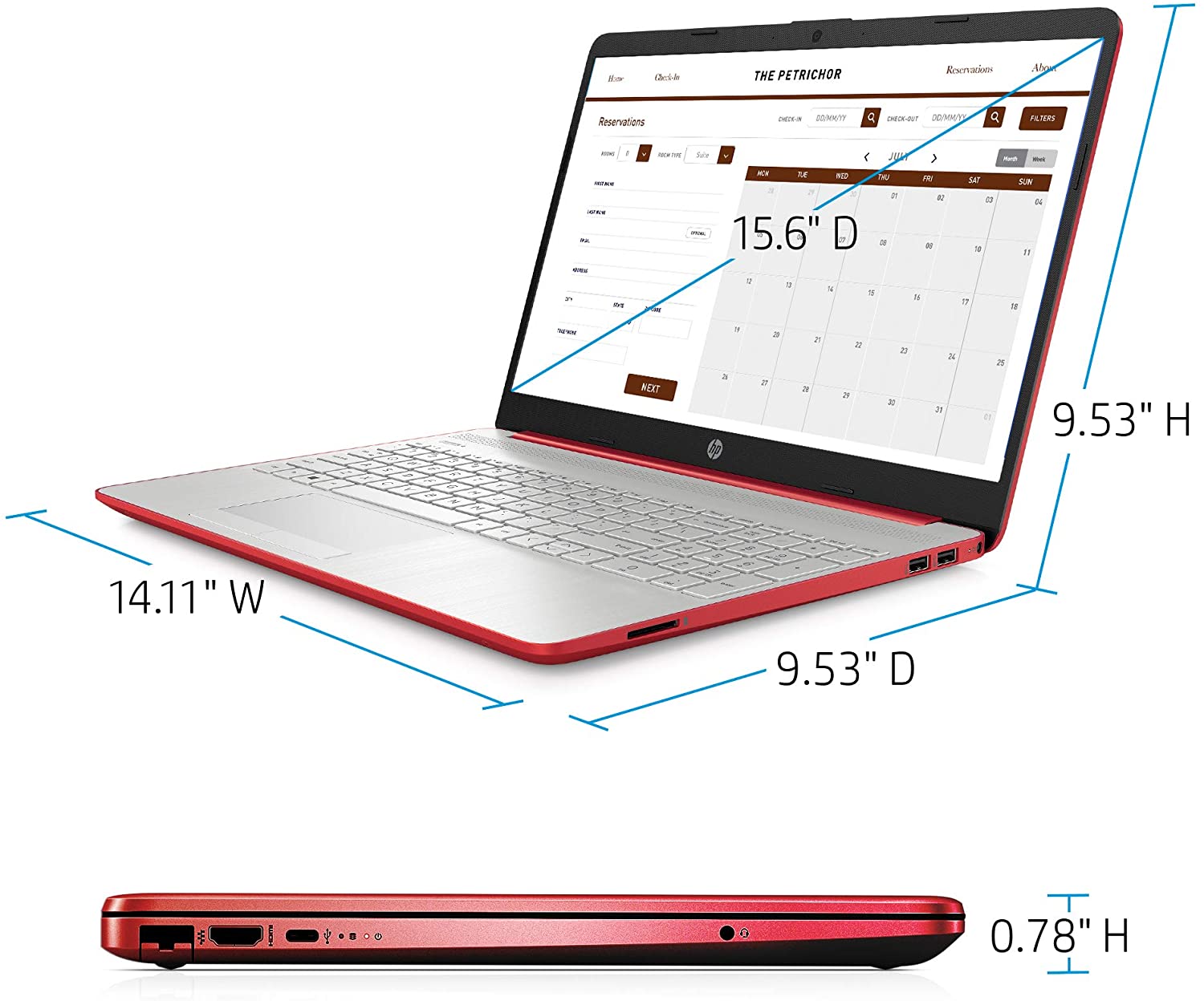 HP 15 dw1081 Pentium Gold 6405u 2.4GHz 500GB 4GB 15.6 1366x768 Win10 Webcam Scarlet Red