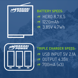 Wasabi Power Battery (2-Pack) & Dual Charger for GoPro HERO8, HERO7, HERO6, HERO5