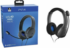 PDP 051-108-NA Gaming LVL40 Wired Stereo Gaming Headset for PS4, w/ Microphone, Noise-cancelling, Black/Gray